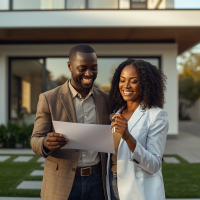 Lucid_Origin_Elegant_African_couple_renting_a_house_smiling_an_0